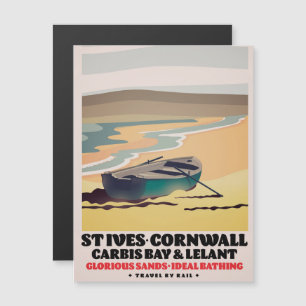 St Ives Cornwall Travel Poster Magnetkarte