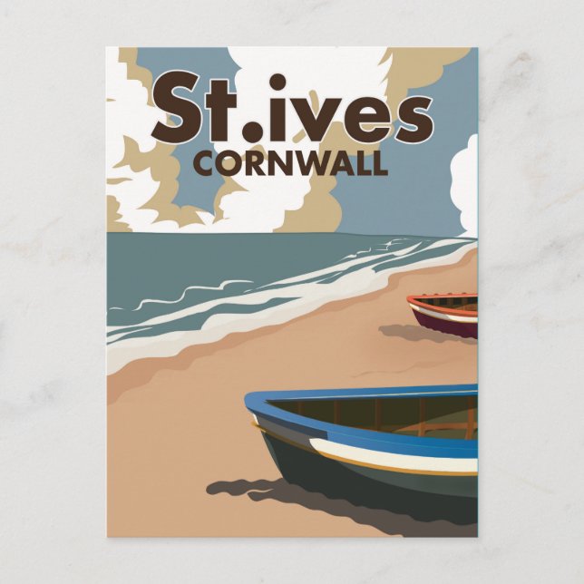 St.ives Vintage Reiseposter Postkarte (Vorderseite)