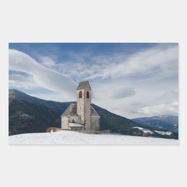 St. Jakob Kirche in Villnöss Rechteck Aufkleber (Vorderseite)