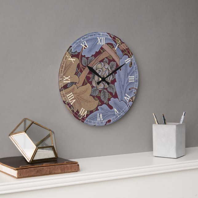 St. James Acanthus Leaf Pattern von William Morris Große Wanduhr (Büro)
