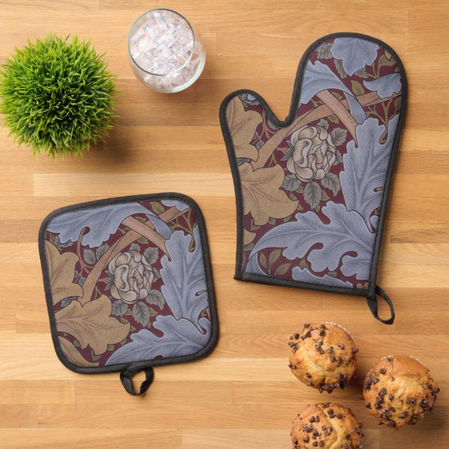 St. James Acanthus Leaf Pattern von William Morris Ofenhandschuh & Topflappen-Set (Oben Unten)
