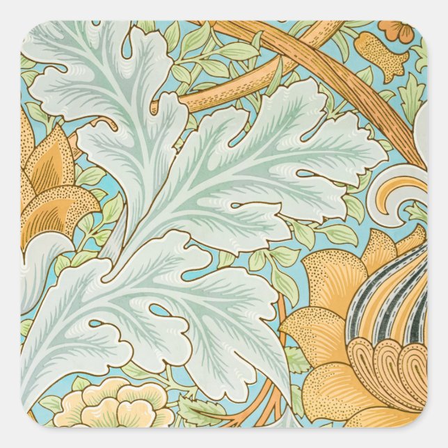 St James Pattern (von William Morris) Quadratischer Aufkleber (Vorderseite)