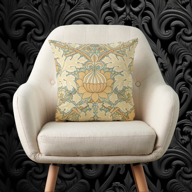 St. James von William Morris, Acanthus Blätter Kissen (St. James by William Morris, Textile Pattern Throw Pillow)