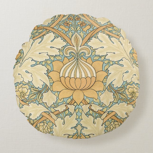 St. James von William Morris, Acanthus Blätter Rundes Kissen (Vorderseite)