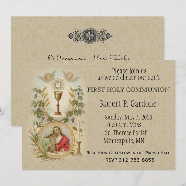 St Jean Jésus première communion sainte Invitation (Devant / Derrière)
