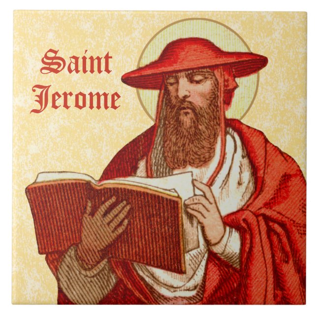 St. Jerome als Kardinal mit Buch (P 004) Fliese (Vorderseite)