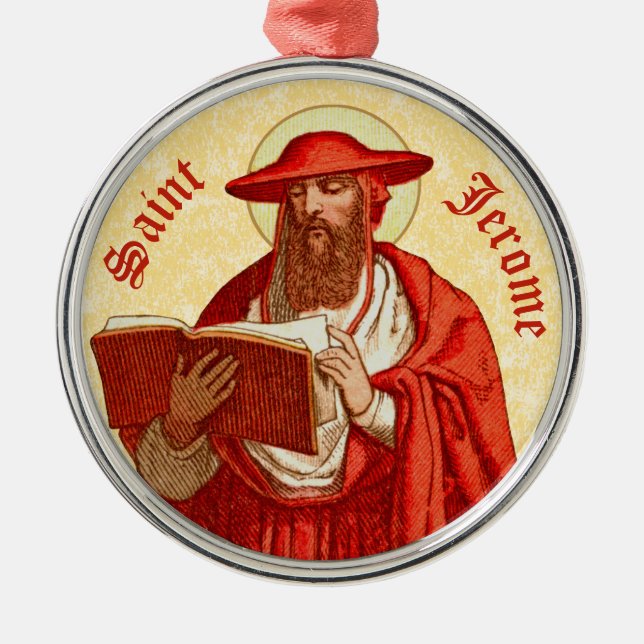 St. Jerome als Kardinal mit Buch (P 004) Ornament Aus Metall (Vorne)
