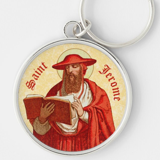 St. Jerome als Kardinal mit Buch (P 004) Schlüsselanhänger (Vorne)