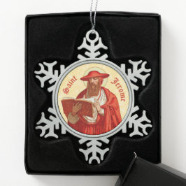 St. Jerome als Kardinal mit Buch (P 004) Schneeflocken Zinn-Ornament