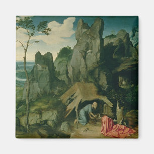 St Jerome in der Wüste (Öl auf Platte) (sehen Si Magnet