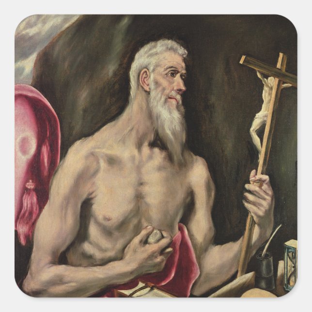 St. Jerome Quadratischer Aufkleber (Vorderseite)
