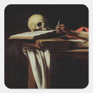 St. Jerome Writing, c. 1604 (Detail: 64911) Quadratischer Aufkleber