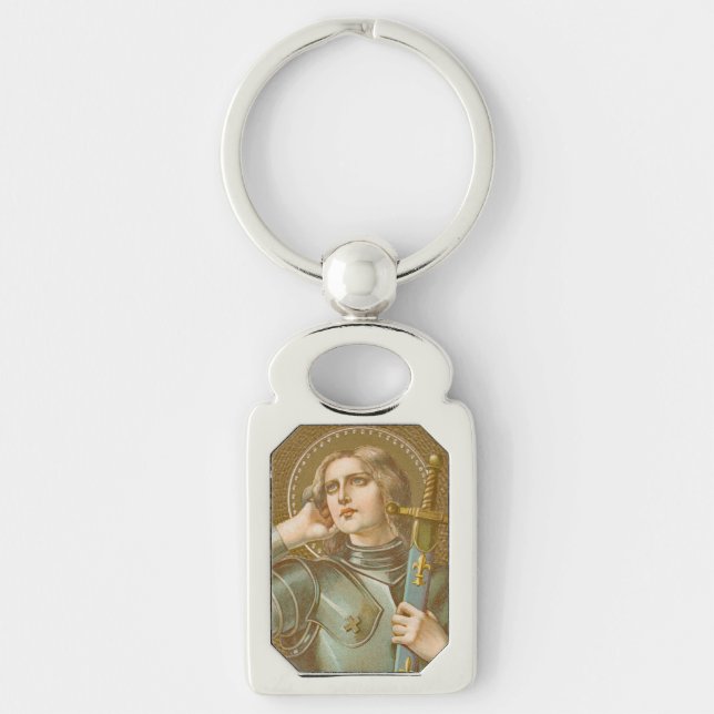 St. Joan of Arc (JM 28) Rechteckiges Metall Schlüsselanhänger (Vorderseite)