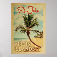St John Palm Tree Vintage Travel