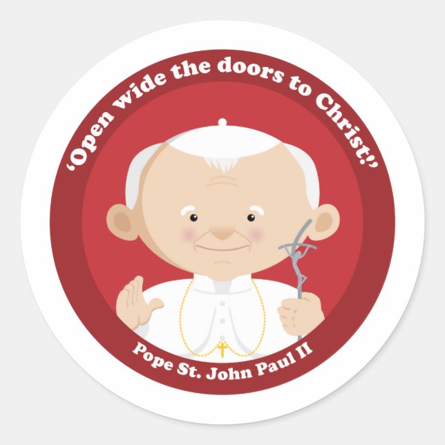 St John Paul II Runder Aufkleber (Vorderseite)