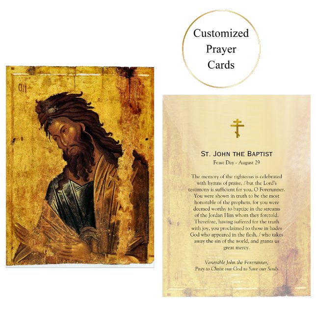 St. John the Baptist Orthodox Prayer Card Platzkarte (Von Creator hochgeladen)