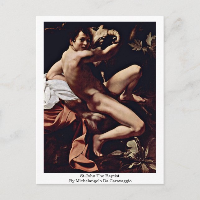 St. John The Baptist von Michelangelo Da Caravaggi Postkarte (Vorderseite)