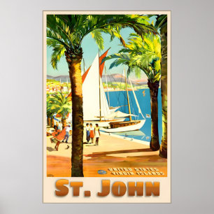 St John US Jungferninseln Karibik Reiseplakat Poster