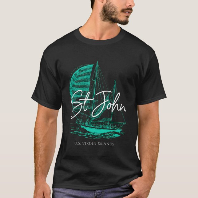 St John Us Jungfrau Islands Sailboat T-Shirt (Vorderseite)