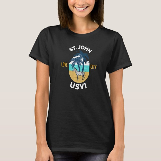 St. John US Virgin Islands Wild Donkey on the Beac T-Shirt (Vorderseite)
