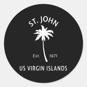 St John Usvi Beach Palm Tree Novelty Runder Aufkleber