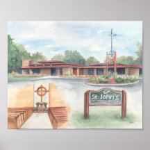St. John's Church Evansville, WI - 8x10 Print