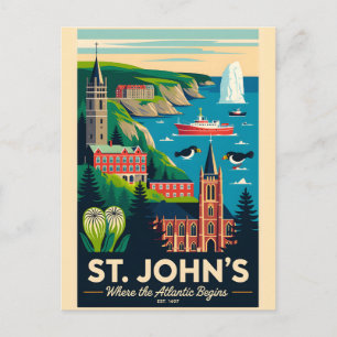 St. John's Kanada Retro-Reiseposter-Kunst Postkarte
