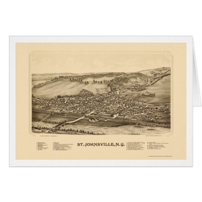 St. Johnsville, NY panoramische Karte - 1890 (Vorderseite (Horizontal))