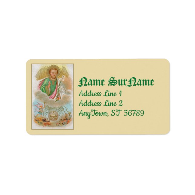 St. Joseph aus einer "Pilgerkarte" (B 01) Adressaufkleber (Vorne)