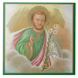 St. Joseph aus einer "Pilgerkarte" (Detail; B 01) Fliese