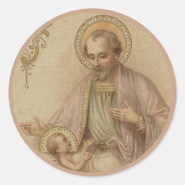 St. Joseph Baby Jesus Runder Aufkleber (Vorderseite)