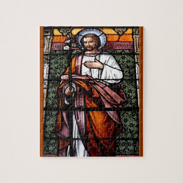 St. Joseph beten für uns - Buntglasfenster (Vertikal)