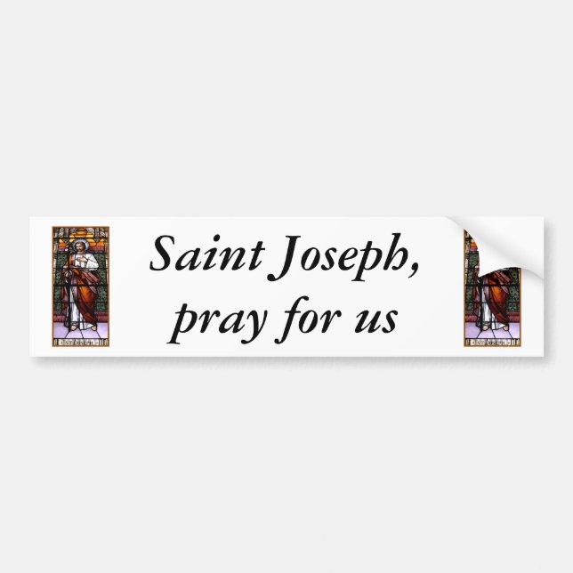 St Joseph beten für uns - Buntglasfenster Autoaufkleber (Vorne)