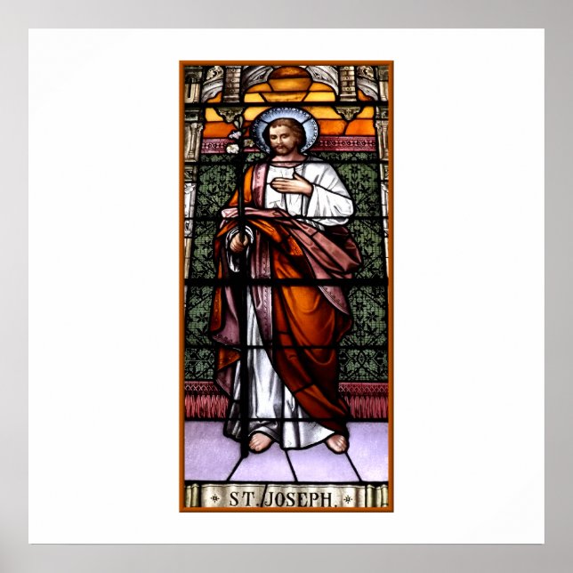 St. Joseph beten für uns - Buntglasfenster Poster (Vorne)