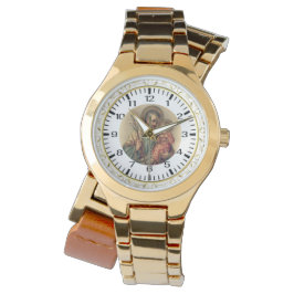 St. Joseph Child Jesus Gold Spitzenzirkel Armbanduhr