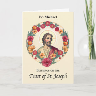 St. Joseph Day to Priest Segings Wreath Blume Karte