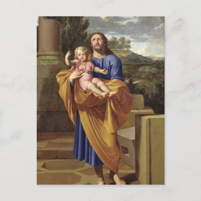 St Joseph, der den Säugling Jesus, 1665 trägt Postkarte (Vorderseite)