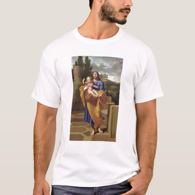 St Joseph, der den Säugling Jesus, 1665 trägt T-Shirt (Vorderseite)