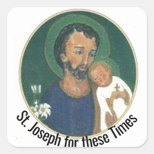 St. Joseph für diese Zeiten Quadratischer Aufkleber