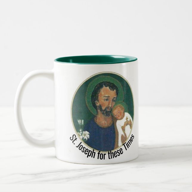 St. Joseph für diese Zeiten Zweifarbige Tasse (Links)