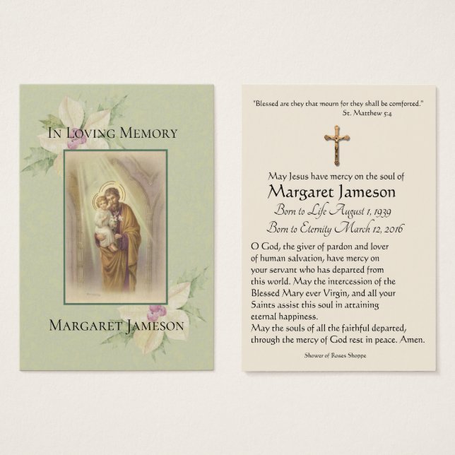St. Joseph Jesus Beerdigung Gedenkkarte - (Vorne & Hinten)
