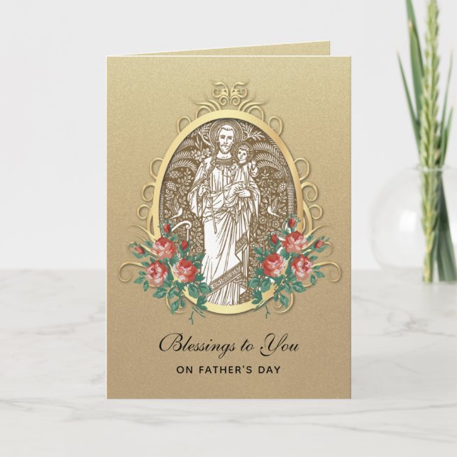 St. Joseph Jesus Fathers Day Katholische Religiöse Karte (Vorderseite)