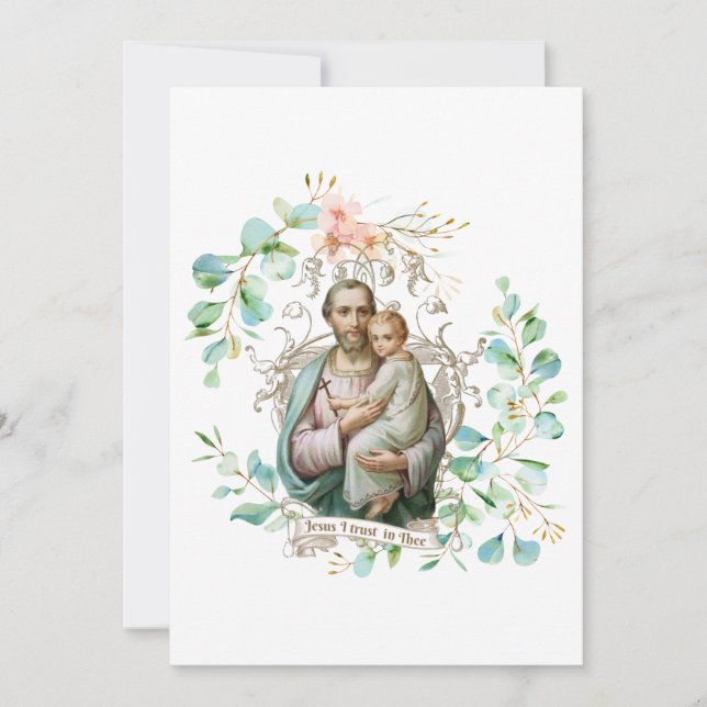 St. Joseph Jesus Floral Religious Katholic Card Karte (Vorderseite)