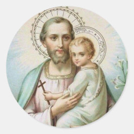 St. Joseph, Kind Jesus, Lily Staff, Kreuz Runder Aufkleber