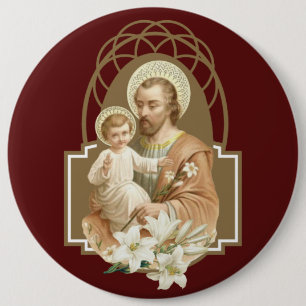 St. Joseph Kind Jesus mit Lily Religious Button