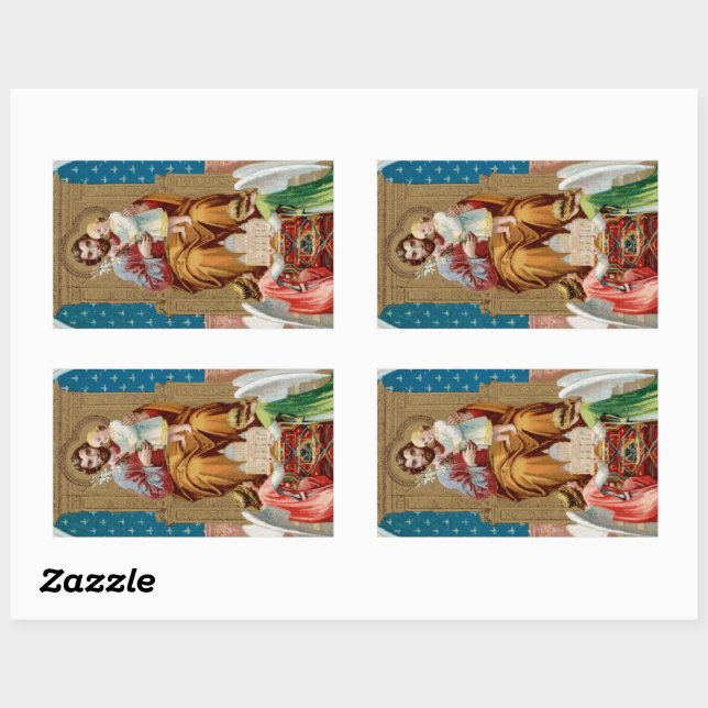 St. Joseph, Kleinkind CC, Engel mit Vatikanmodell Rechteckiger Aufkleber (Blatt)