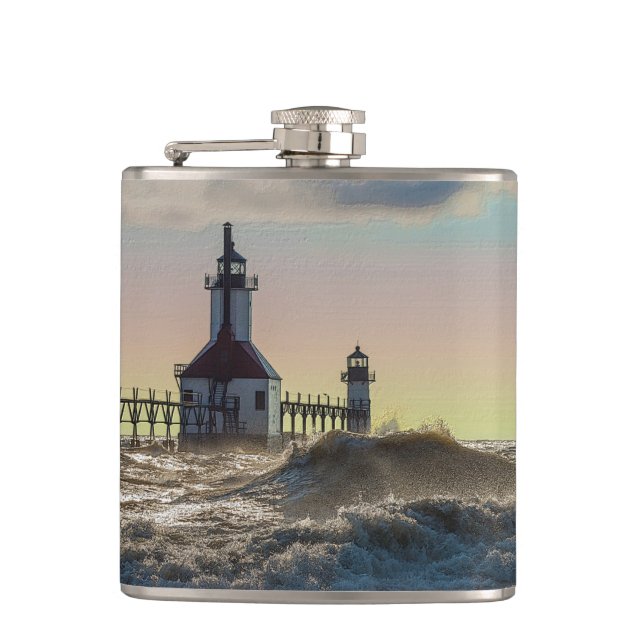 St Joseph Lighthouse Painterly Flask Flachmann (Vorderseite)