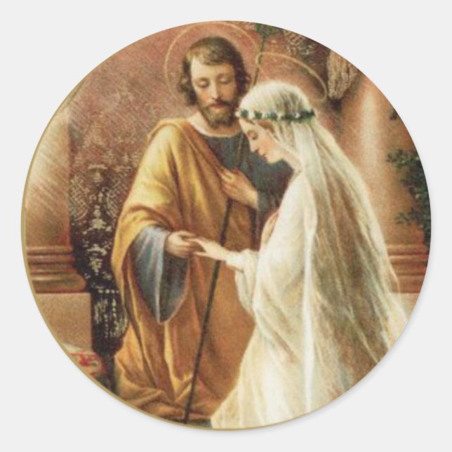 St. Joseph Mary Verlobung Wedding Bride Groom Runder Aufkleber (Vorderseite)