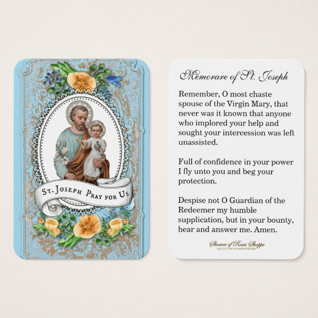 St. Joseph Memorare Religiöses Gebet Katholisch (Vorne & Hinten)