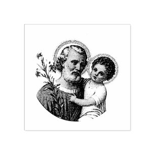 St Joseph mit dem Baby Jesus Gummistempel